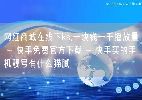 网红商城在线下ks,一块钱一千播放量 - 快手免费官方下载 - 快手买的手机靓号