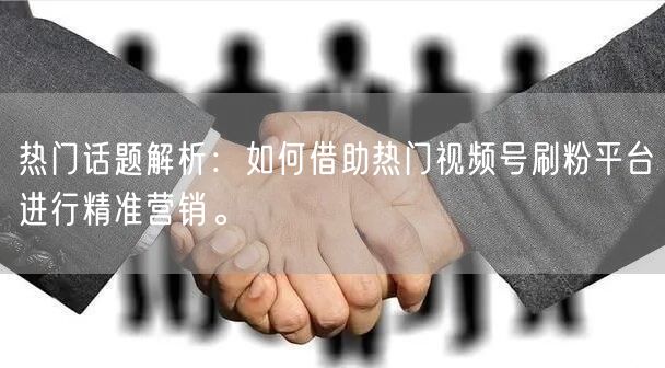 热门话题解析：如何借助热门视频号刷粉平台进行精准营销。