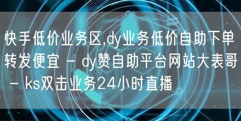 快手低价业务区,dy业务低价自助下单转发便宜 - dy赞自助平台网站大表哥 - 