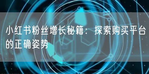 小红书粉丝增长秘籍：探索购买平台的正确姿势