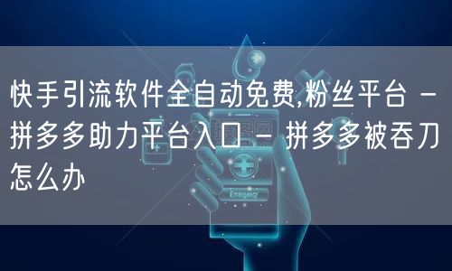 快手引流软件全自动免费,粉丝平台 - 拼多多助力平台入口 - 拼多多被吞刀怎么办