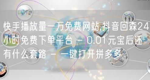 快手播放量一万免费网站,抖音回森24小时免费下单平台 - 0.01元宝后还有什么