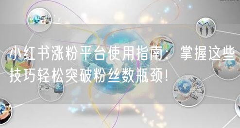 小红书涨粉平台使用指南：掌握这些技巧轻松突破粉丝数瓶颈！
