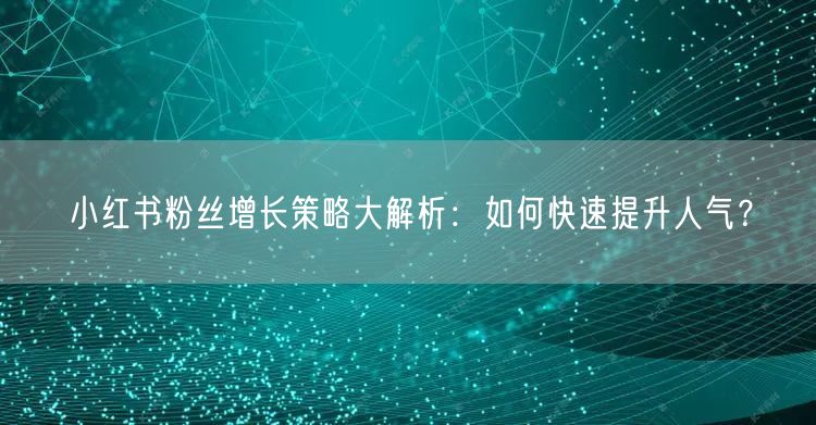 小红书粉丝增长策略大解析：如何快速提升人气？
