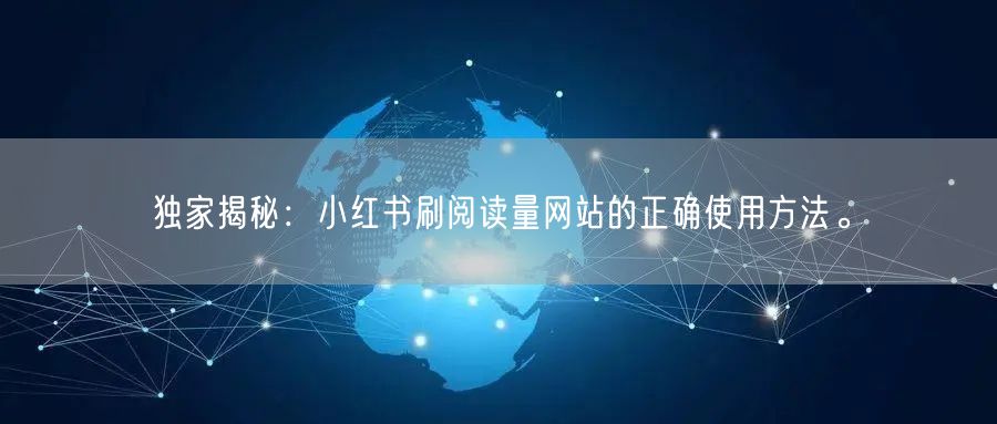 独家揭秘：小红书刷阅读量网站的正确使用方法。