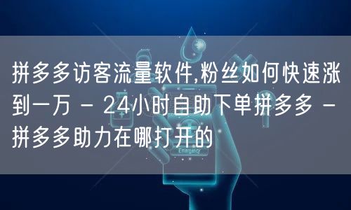 拼多多访客流量软件,粉丝如何快速涨到一万 - 24小时自助下单拼多多 - 拼多多