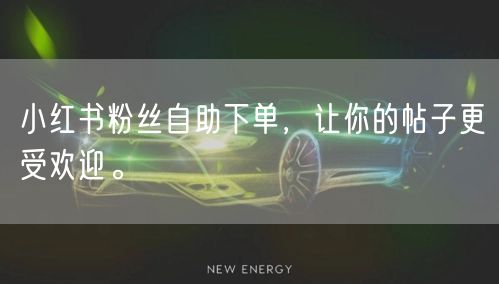 小红书粉丝自助下单，让你的帖子更受欢迎。