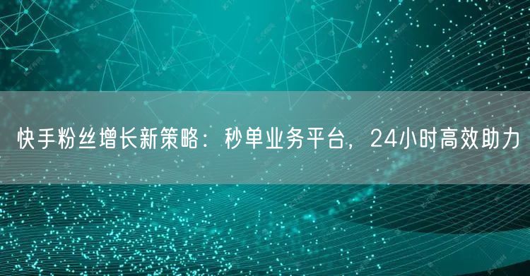 快手粉丝增长新策略：秒单业务平台，24小时高效助力