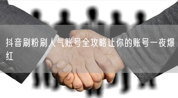 抖音刷粉刷人气账号全攻略让你的账号一夜爆红